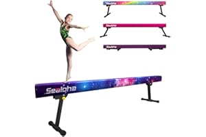 Sealoha 8ft Ultrasimple Adjustable&Foldable Balance Beam,High-Low Floor Beam Suede Gymnastics Equipment,No Tool Require, Gymnastics Beam for Training&Professional HomeTraining