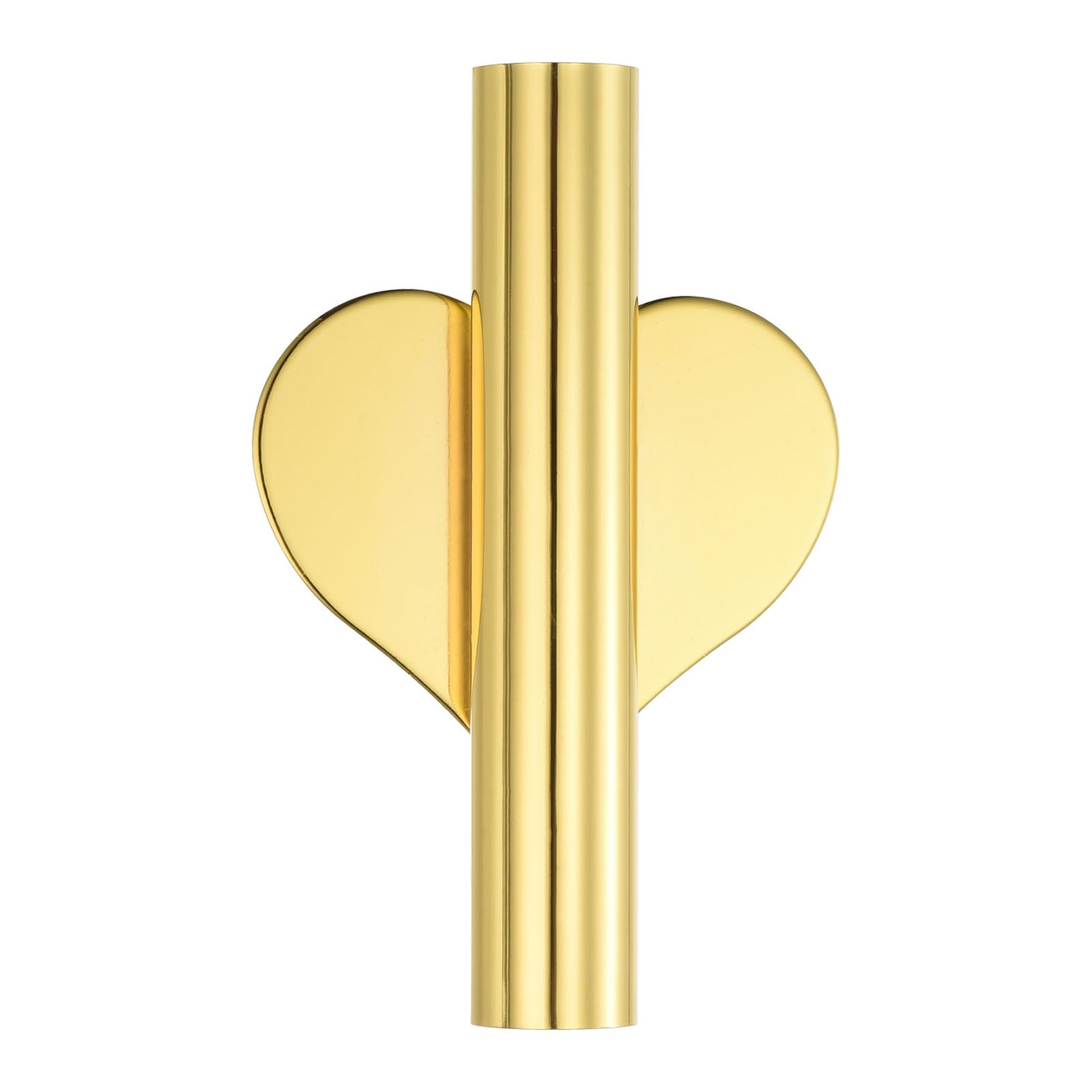 PATIKIL Wall Flower Vase Tube, Dried Flower Vase Racks Heart-Shaped Wall-Mounted Flower Tube for Flower Display Decoration, Gold Tone