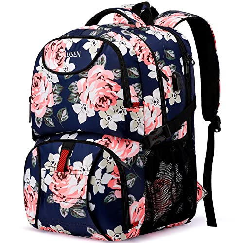 Rucksack Damen groß mit USB-Ladeanschluss & Laptopfach für 17 Zoll Laptop,wasserdicht Arbeitstasche Großer Schulrucksack Tasche Backpack mädchen für A