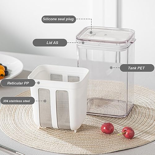 Tuwei Yogurt Strainer, Large Capacity Greek Yogurt Filter Strainer AS PET Stainless Steel Greek Yogurt Maker with Ultra Fine Mesh for Home, Whey Separation Tool, Easy to Use