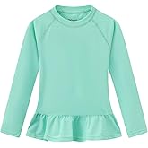 Dovio Girls Ruffle Rash Guard Swim Shirts, UPF 50+ Sun Protection Long Sleeve Rashguard Water Swimwear Tops