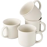 Edenseelake White Coffee Mugs Set of 4, 12 Ounce Coffee Mugs with Handles, Ceramic Coffee Cups, Porcelain Mugs Sets for Coffee, Tea, Hot Cocoa, Milk, Microwave and Dishwasher Safe