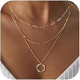 VIROMY Gold Necklace for Women 14k Gold Chain Necklaces Dainty Layered Necklaces Simple Stackable Pendant Necklaces Herringbone Cuban Paperclip Chain Gold Choker Necklaces Gold Jewelry for Women
