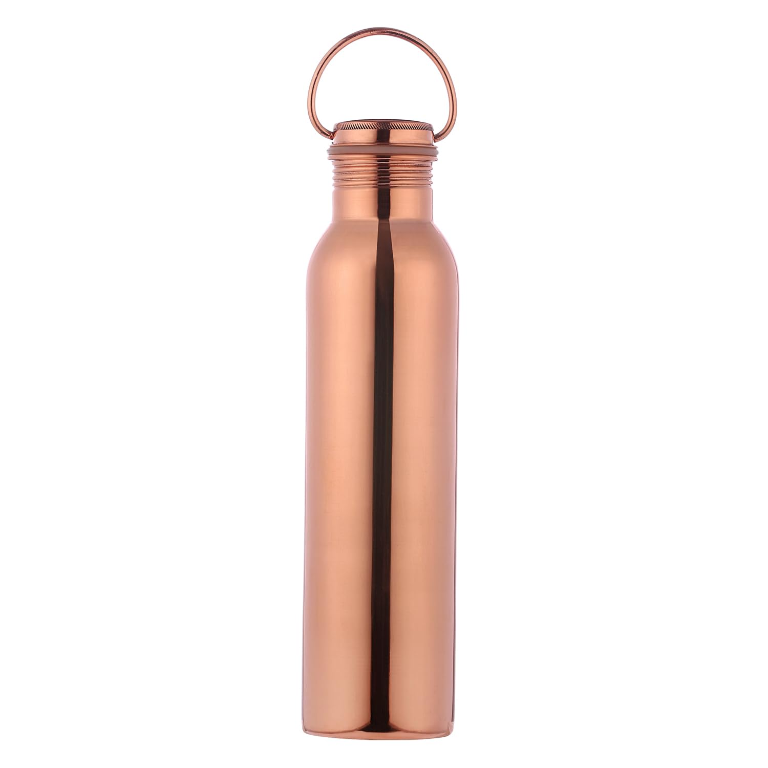 ANCIENTIMPEX Pure Copper Water Bottle 600ml with Carrying Handle | Seamless Leak-proof Ayurvedic Copper Bottle for Health Benefits, Detox & Travel
