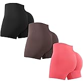 LISSMOMO Workout Shorts Women Gym Yoga 3 Pack Seamless High Waisted Tummy Control Scrunch Butt Biker Athletic Shorts