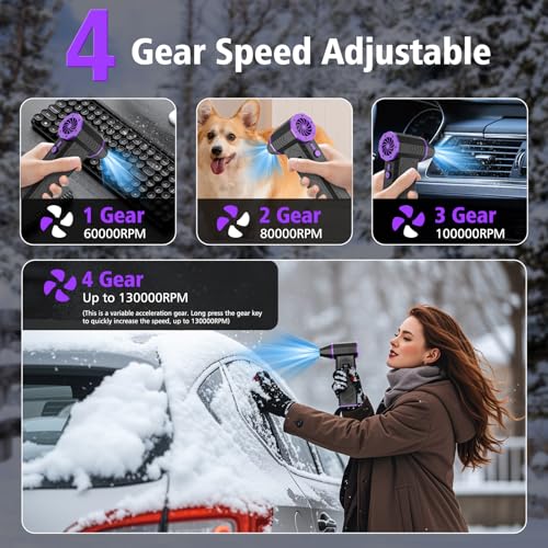 Electric Dust Blower, 130000rpm, 10000mAh Battery, Mini Compressed Air for Cleaning, 4 Adjustable Speeds, Rechargeable with HD Screen, Air Blower for Cleaning Keyboards, PC