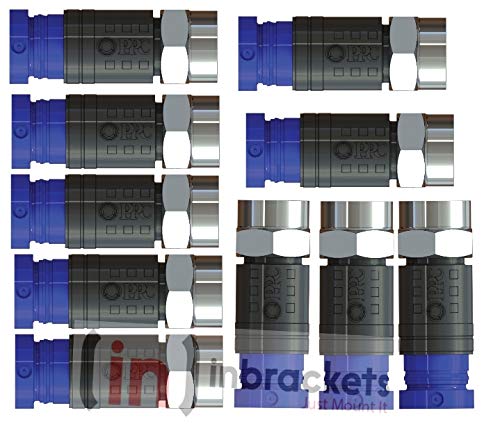 Inbrackets Compression F Connector Professional CMX100 for CT100 WF100 coaxial COAX Satellite Aerial Cable (10 Pack)