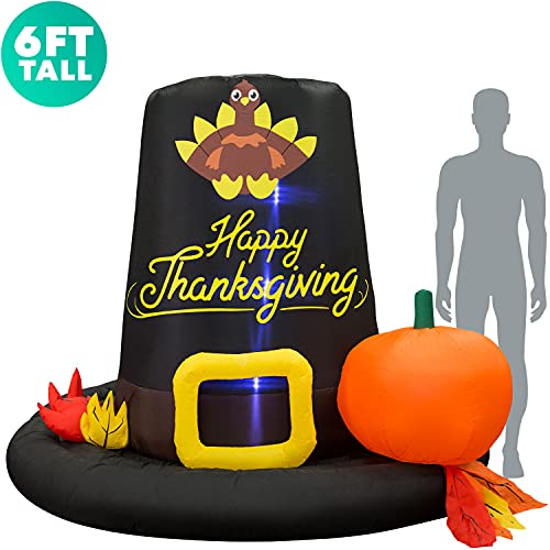 Holidayana Thanksgiving Pilgrim Hat Inflatable 6 Ft Tall Thanksgiving