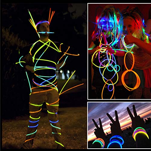 200 PCS Glow Stick Bracelets Glow in the Dark Sticks with Connectors Perfect for Birthday Parties, Party Favors, Camping Trips, July 4th, Christmas