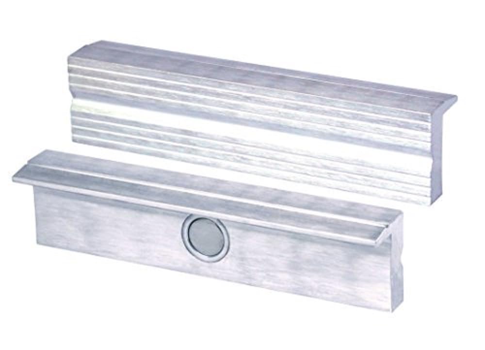 Heuer 110120 Vice Jaws/Protective Jaws, Rectangular, Plane-Parallel, Integrated Special Magnets, fits 120 mm vice, Material: Aluminium