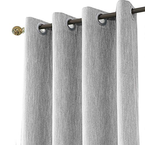 Melodieux Grey Blackout Curtains Opaque Linen Look for Living Room Bedroom 175 x 140 cm - Pack of 1