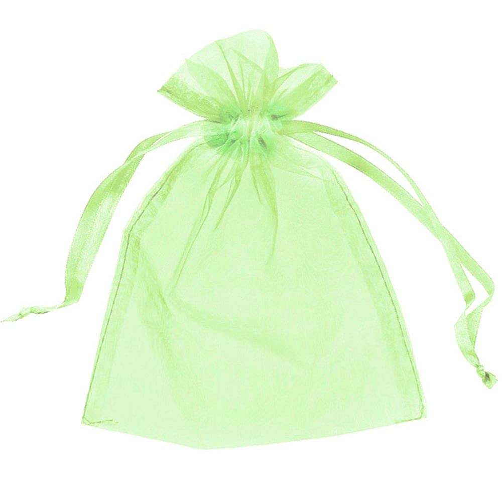 50 Organza Bags Wedding Favours Party Jewellery Pouches Mesh Drawstring Gift Wrap (7cm x 9cm, Mint Green)