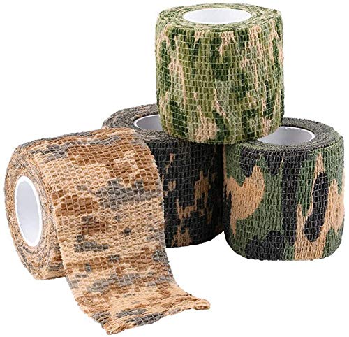 SUPEROK Camo Fabric Tape,Military Army Camouflage Tape, for Outdoor Camping Hunting Guns Bicycle Camera,Durable and Reusable,Length 4.5m.(4 Pack)