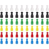 jojofuny 60pcs Wooden Chess Pieces Set: Assorted Color Game Tokens for Board and Strategy Games for Kids Playing and Tabletop Accessories