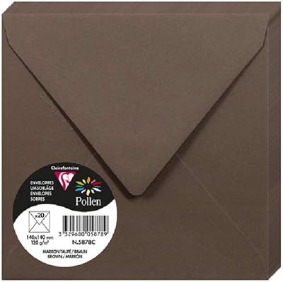 Clairefontaine 5878C Gummed Envelopes 14x14 cm Pollen Brown Pack of 20