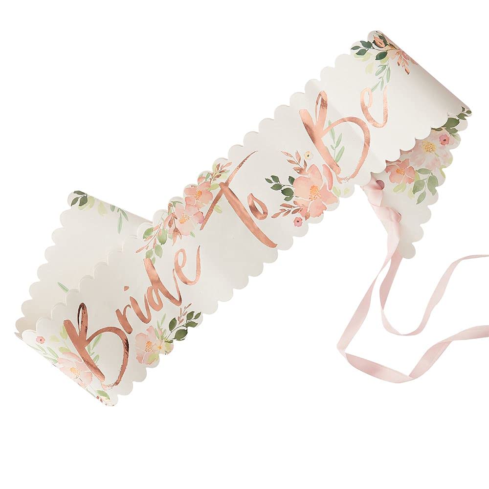 Ginger Ray Floral and Rose Gold Bride to Be Hen Party Sash - Floral Hen Party