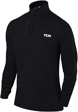 TCA Fusion Long Sleeve Running Top Men 1/4 Zip Black XL Training Top