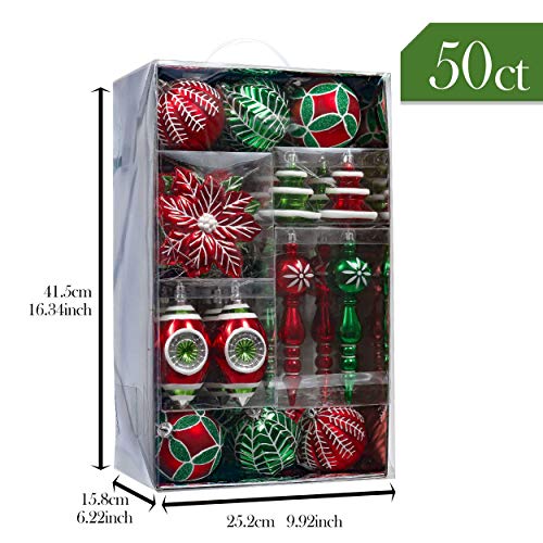 Valery Madelyn Christmas Tree Ornaments Set, 50ct Red Green White