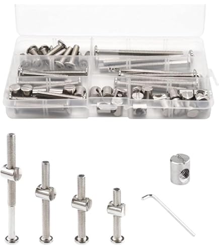 Crib Screws Hardware Replacement Kit- Baby Bed Frame Bolts &Barrel Nuts Set for Delta/Graco/Dream,M6x20mm/40mm/60mm/80mm Hex Drive Socket Cap Screws Barrel Nuts. (Silver-28set) Industrial & Scientific