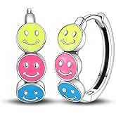 TINSLO 925 Sterling Silver Luminous Hoop Earrings for Women - Colorful Cubic Zirconia, Hypoallergenic, Glow in the Dark