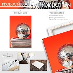 Vintage 70s Disco Ball Wall Art Posters Trendy Red