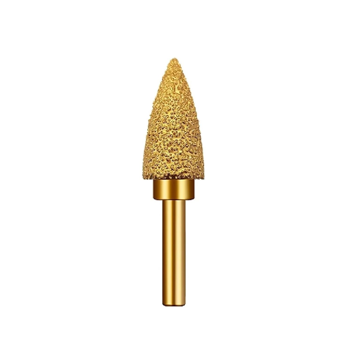 MiJunHD Diamond Brazed Grinding Head 15mm Pointed Type,6mm Round Handle Coarse Grit Polish Burr Drill Bit for Wood Stone Carving, Metal Sanding, Stainless Steel Deburring, Ceramics Trimming (1Piece)