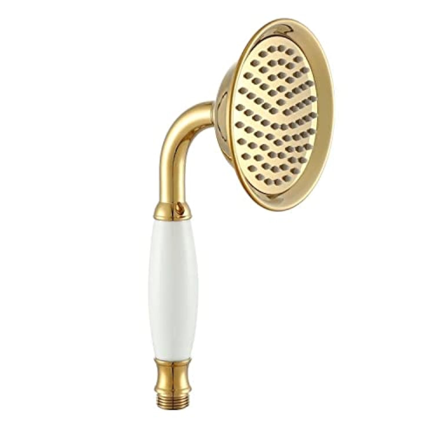 Ownace Victorian Gold Brass Shower Head Larger Size 4.25 Inch Traditional Brass&Ceramics Telephone Hand Shower Head for Bathroom Set