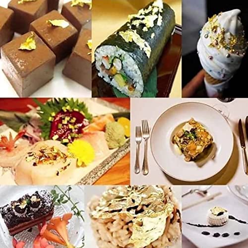 FGLC Gold Leaves 24k Edible Pure Veg Gold Leaves 75MM”x50MM” Size 25pcs Gold Vark Sheets, Varak for Sweets, Cake Decoration, Ice Cream, Serums, Ayurvedic Medicine, Royals Foods, Face Facial Spa, Nails