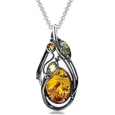 Ian and Valeri Co. Multicolor Amber Sterling Silver large Pendant Necklace18 Inches