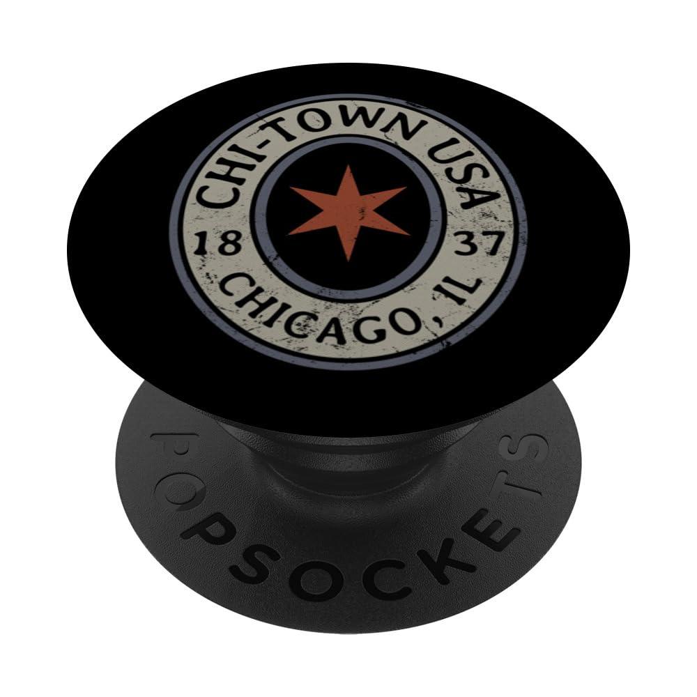 Vintage Chicago Illinois Chi Town Flag Star 1837 Distressed PopSockets Swappable PopGrip