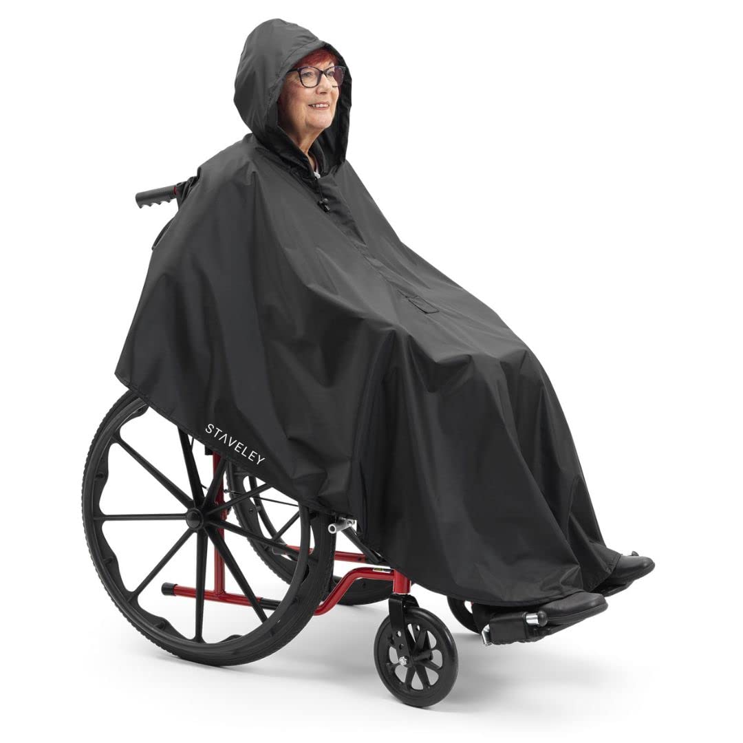 Staveley Wheelchair Rain Cape Poncho Waterproof | Unisex Lightweight Adult Mobility Rain Cape | Protection for Wheelchair & Electric Wheelchair Users