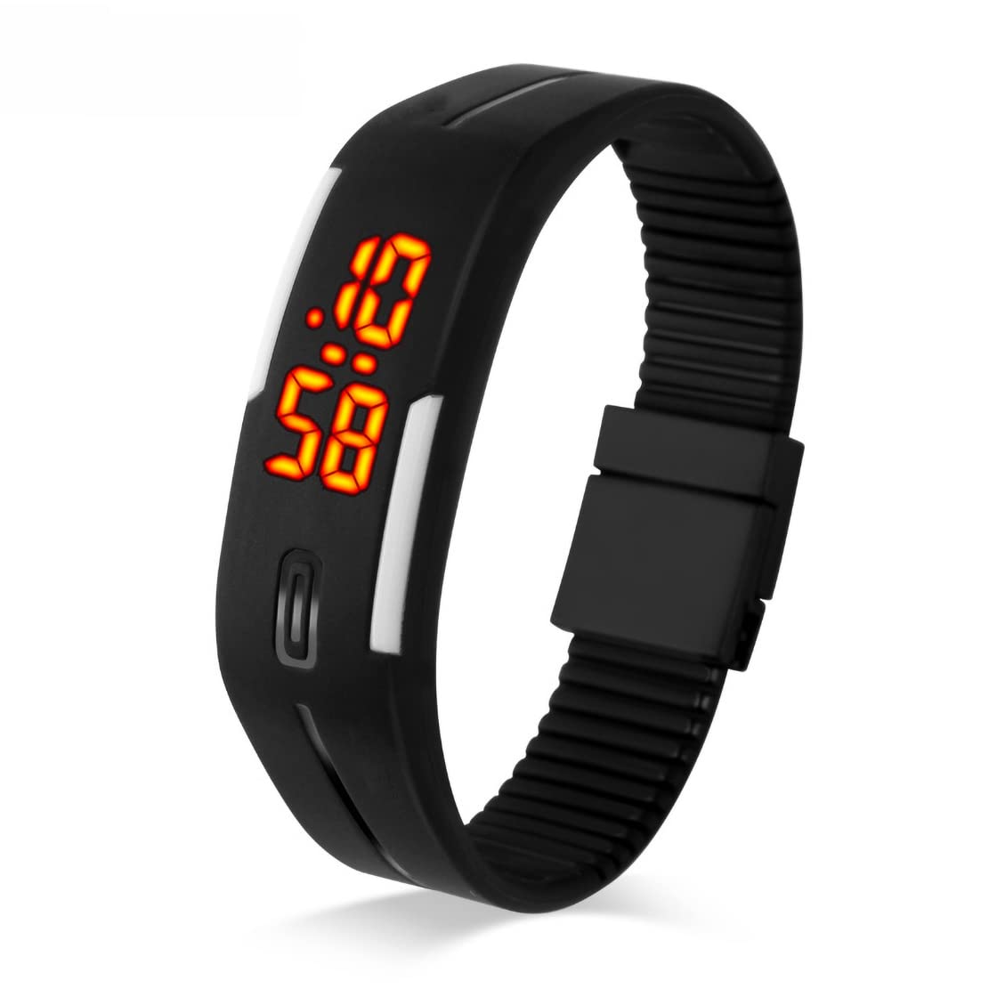 TOOCAT Simple LED Digital Watch, Outdoor 30M Water Resistant Rubber Strap, Men's and Women's Watches, Time and Date Read Only - Black