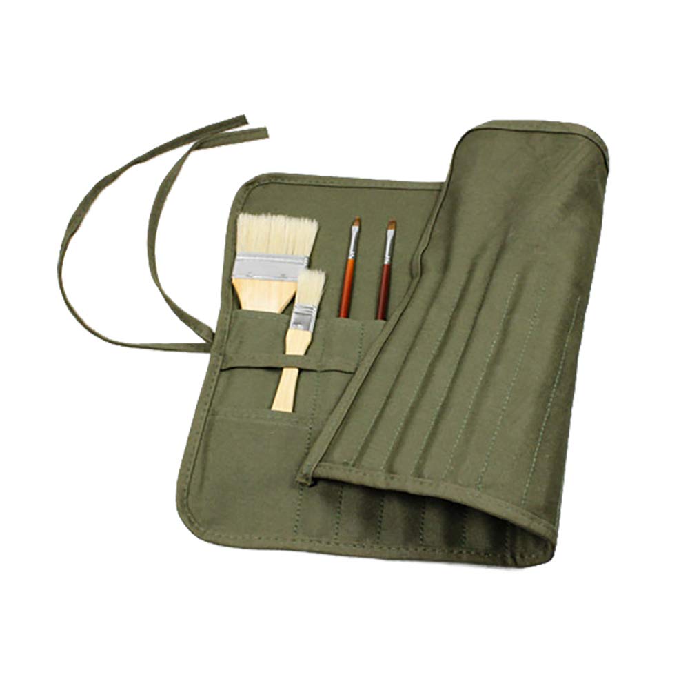 SEDEX 30 Slot Pencil Roll Up Case Portable Canvas Artist Paint Brush Holder Large Capacity Drawing Pen Pouches Cases Bag Storage Paintbrush Organizer Teenage Girls Boys Stylish School Stationery Green