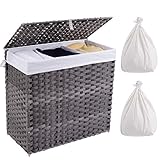 Crehomfy Laundry Hamper with Lid and 2 Liner
