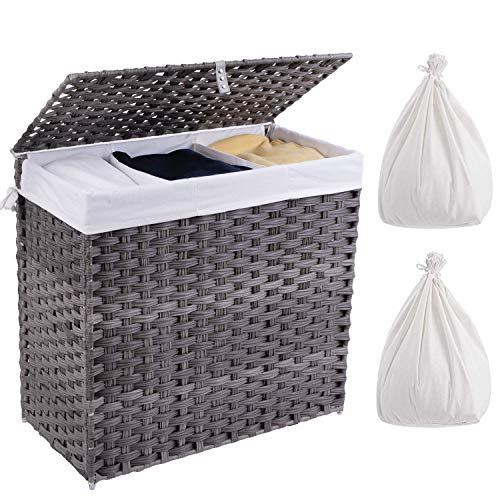 Crehomfy Laundry Hamper with Lid and 2 Liner