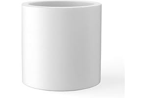 Kante 12.6" Dia Round Concrete Planter, Modern Style Large Cylindrical Plant Pot with Drainage Hole and Rubber Plug for Indoor Outdoor Patio, Pure White