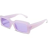 Allarallvr Trendy Rectangle Sunglasses for Women Men Vintage 90's Square Shades Thick Frame Nude Sunnies Sunglasses AR82002