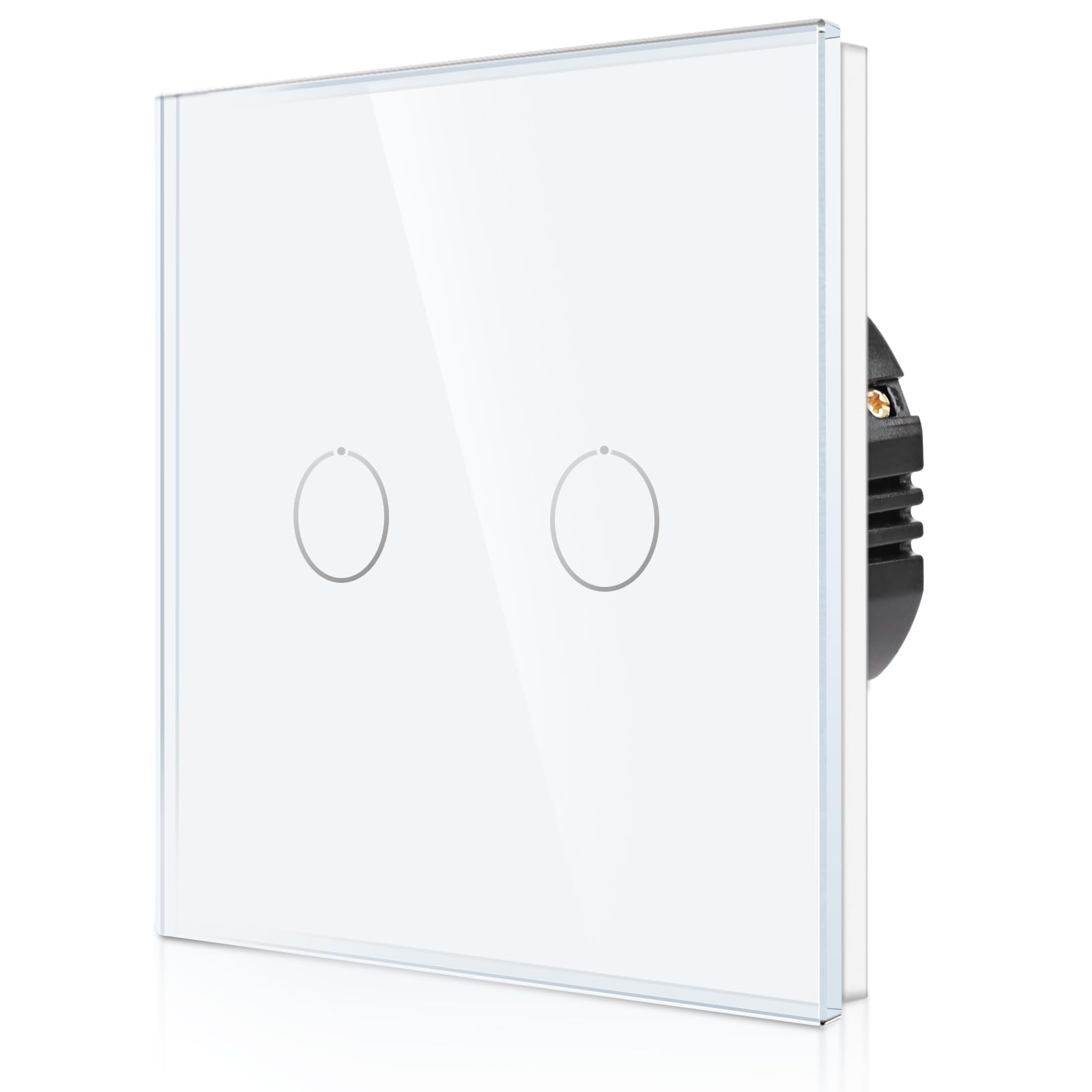 CNBINGO Touch Wechselschalter unterputz in Weiß - Lichtschalter mit Status-LED und Glas Panel - Paar nur mit diese Serie Wechselschalter - 2 Fach Wandschalter
