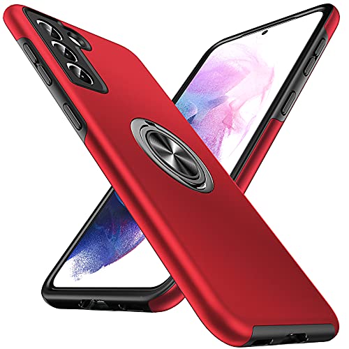 Anqrp Hiddenian Serier Funda para Samsung Galaxy S21 5G, [Pata de Cabra Empotrada] [Disipacion de Calor] Funda Protectora para Telefono a Prueba de Golpes para Samsung S21 6.2 Pulgadas, Rojo
