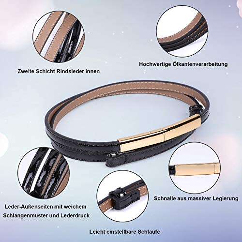 WERFORU Damen Skinny Leather Belt Verstellbarer Fashion Thin Waist Belt für Kleid