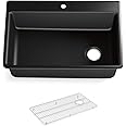 Kohler K-8437-1-CM1 Kennon 33 in. x 22 in. x 10-1/8 in. Neoroc top Mount Single-Bowl Kitchen Sink, Matte Black