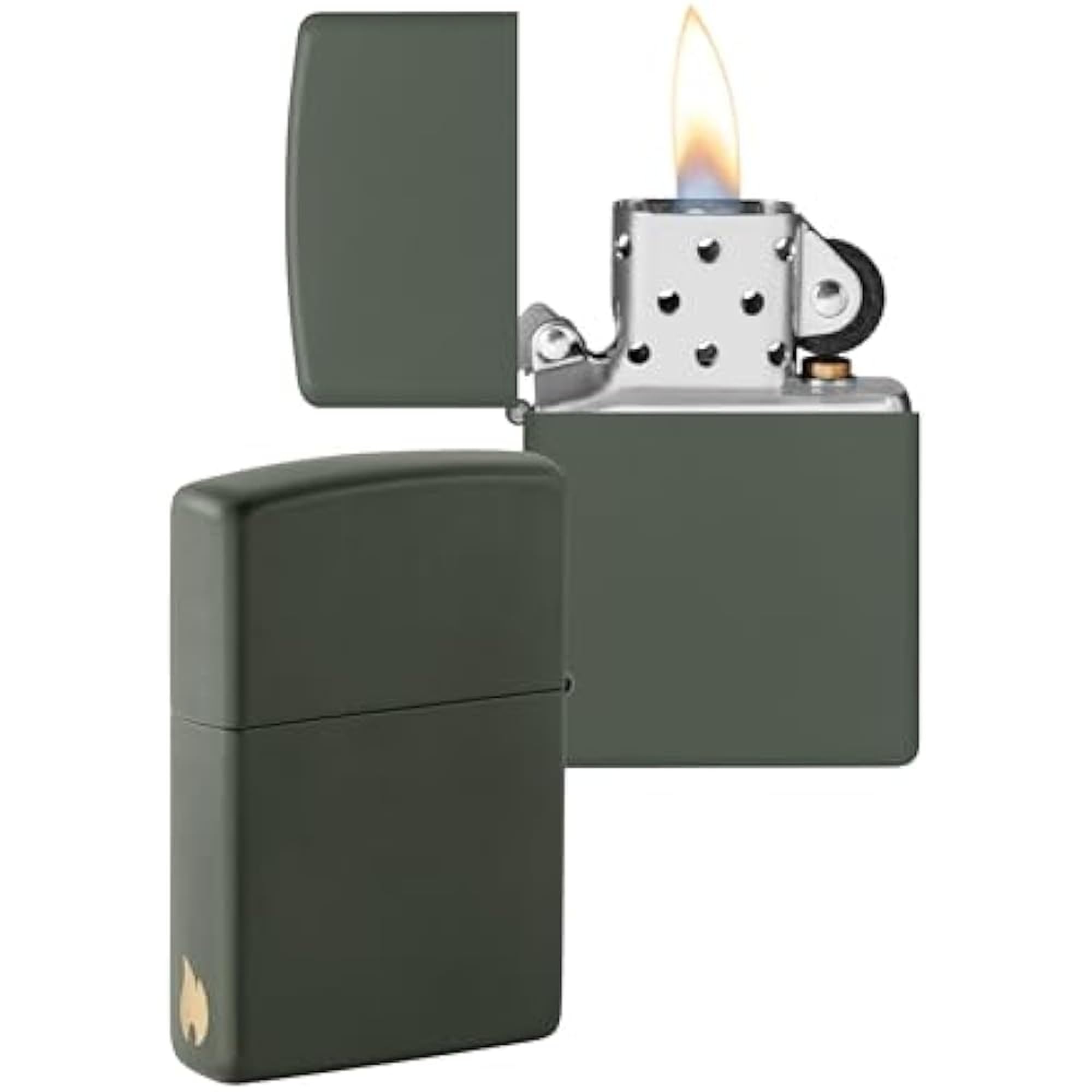 Zippo Windproof Lighter - Flame Design - Green Matte - Refillable - Reusable - Windproof - Gift Box - Metal - Made in USA - Amazon Exclusive — image 1
