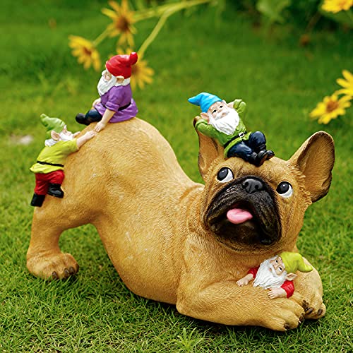 Zacotaco Dog Garden Gnomes Statue and Sculpture, 9.3" Funny Outdoor