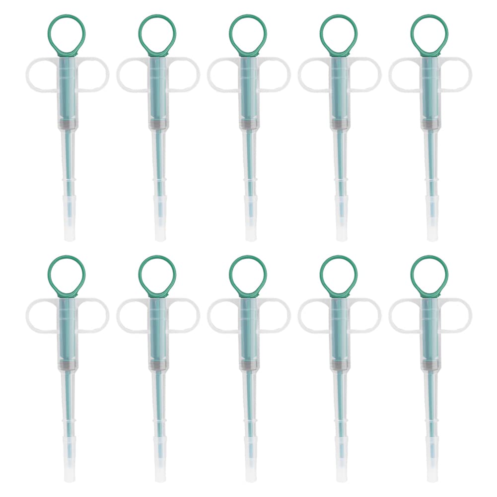 Pssopp Pet Medicine Dispenser for Cats and Dogs - Pill Pusher Tool for Tablets Capsules - 10pcs Easy to Use Feeding Tool Green
