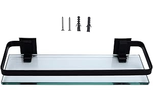 Single Layer Bathroom Rack, Thickened Durable Aluminum Glass Shelf with Large Storage Space, Strong Load Bearing for Kitchen 