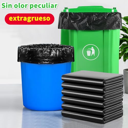 OranSee Bolsas para Basura Jumbo 70x90 cm (90 Litros), Extra Gruesas 45 Micrómetros Uso Rudo, Resistencia 30 kg para Botes Grandes, Restaurantes y Jardín, Color Negro (Paquete de 1 kg, 14 Piezas)