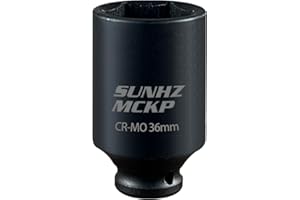 SUNHZ MCKP SUNHZMCKP 36mm Socket | 1/2” Drive Deep Impact Socket | 6 Point |CR-MO | Spindle & Axle Nut Impact Grade Socket for Easy Removal (METRIC 36 mm)
