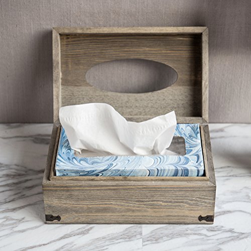 MyGift Rustic Gray Wood Tissue Box Cover, Rectangular Bathroom Facial