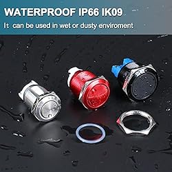 DMWD 2-Pack 16mm Latching Metal Push Button Switch