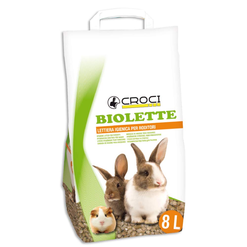 Croci Biolette - Ecological litter 8 litres, pellet litter, natural and organic, for rabbits rodents birds and small mammals, anti-odour